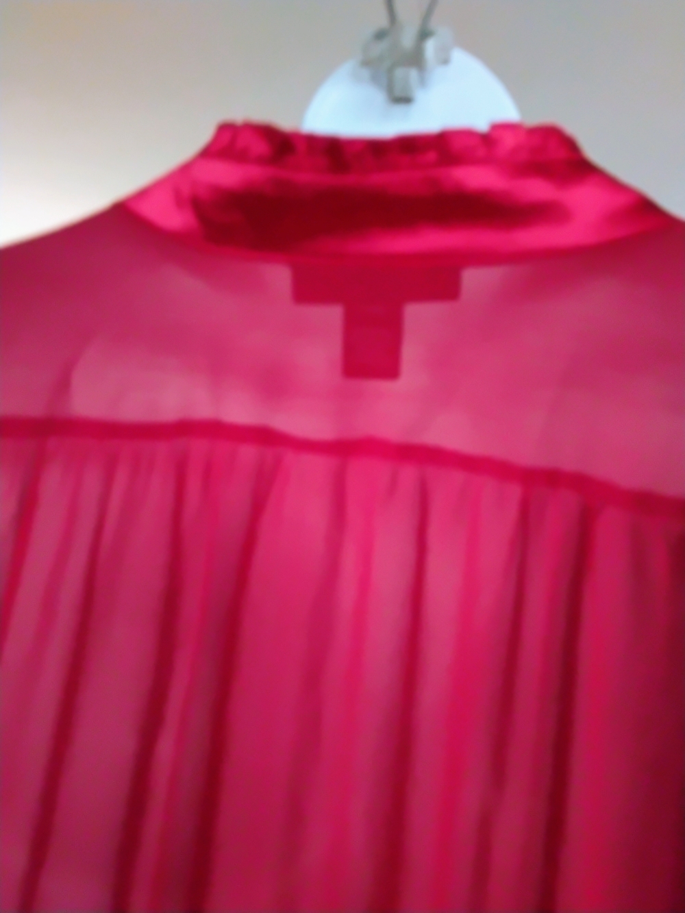 Ashley Stewart Ruffle-Front Sheer Blouse in Deep Red - Picture 6 of 14